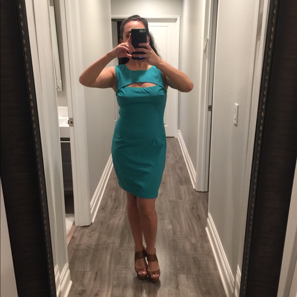 Teal color dress